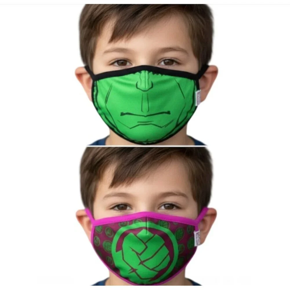 Marvel HULK 2 Pcs. Re-Usable Cloth Face Mask (4+) NWOT